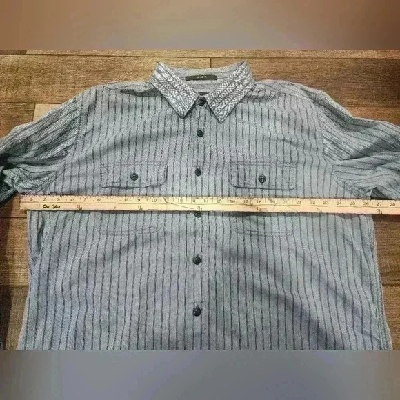 Eddie Bauer Shirt Mens TXL XL Tall Blue Striped Relaxed Fit Button Up - Picture 4 of 7